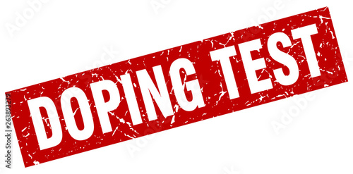 square grunge red doping test stamp