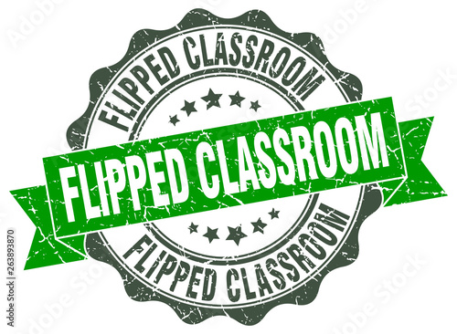 flipped classroom stamp. sign. seal