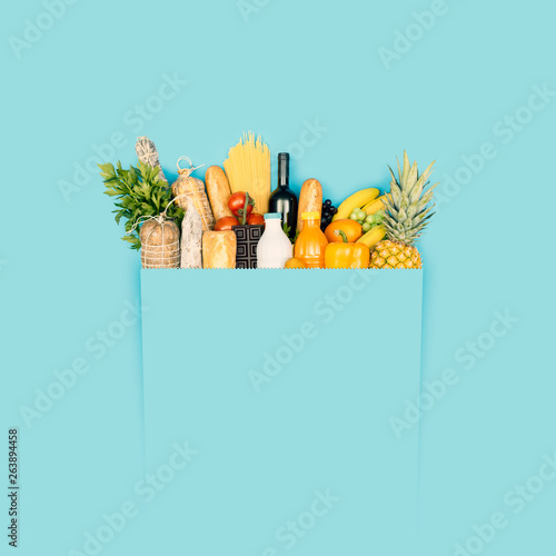 Full grocery shopping bag with copy space photo