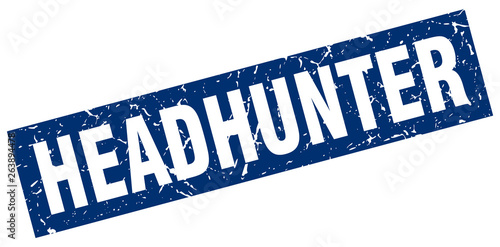square grunge blue headhunter stamp