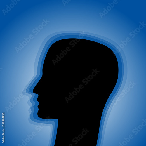 Vector head shaking.  Tremor of a person.