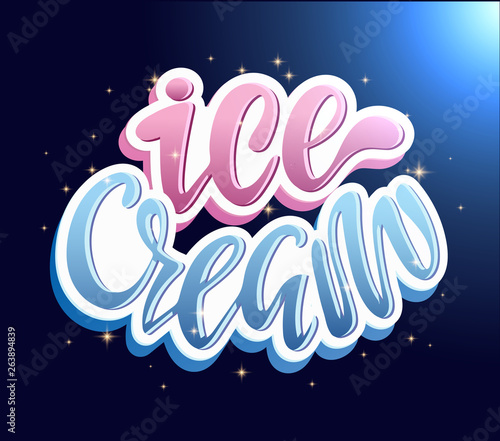 Ice cream label -hand drawn doodle lettering banner