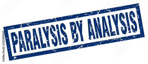 square grunge blue paralysis by analysis stamp