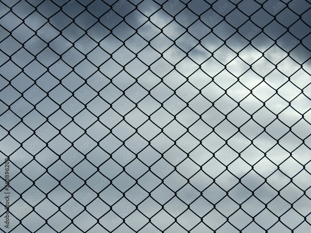 Decorative wire mesh with cloud sky Decorative wire mesh with cloud sky