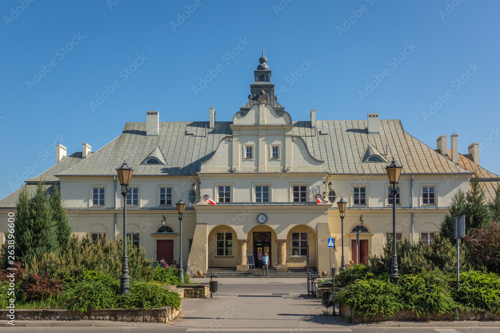 Historical building of the railway station in Zyrardow, Masovia, Poland