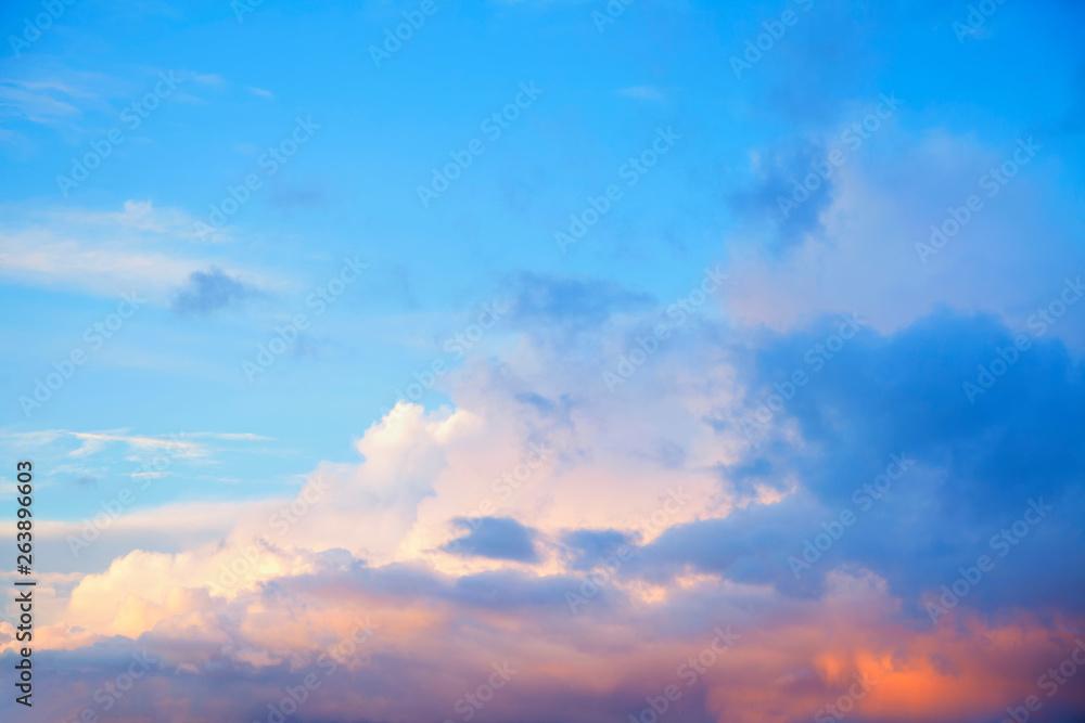 colorful evening sky with sunset light 