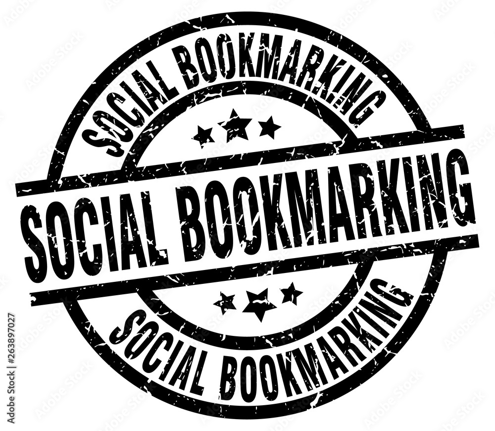 social bookmarking round grunge black stamp