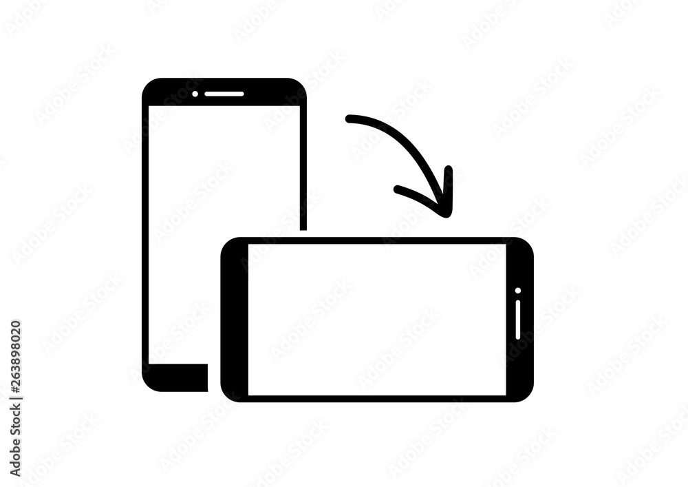 Rotating phone from vertical to horizontal position. Phone vector icon ...