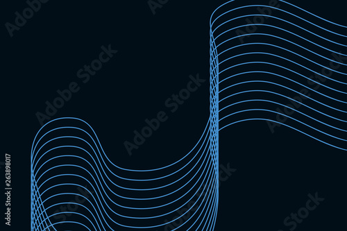Abstract background pattern made with curvy thin lines in blue color. Modern, simple vector art.