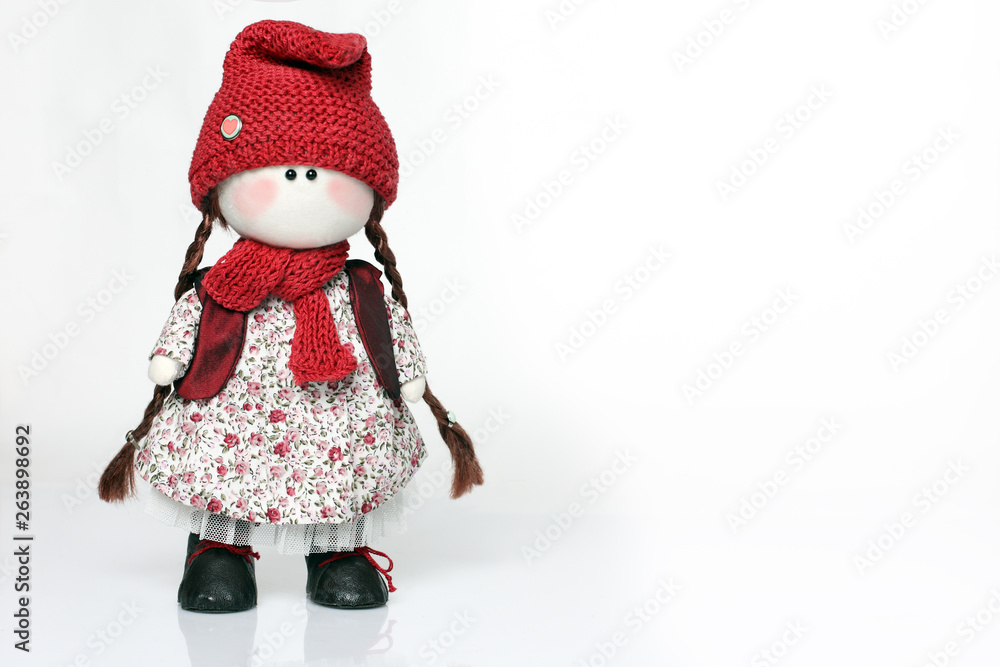 handmade doll on white background handmade doll on white background
