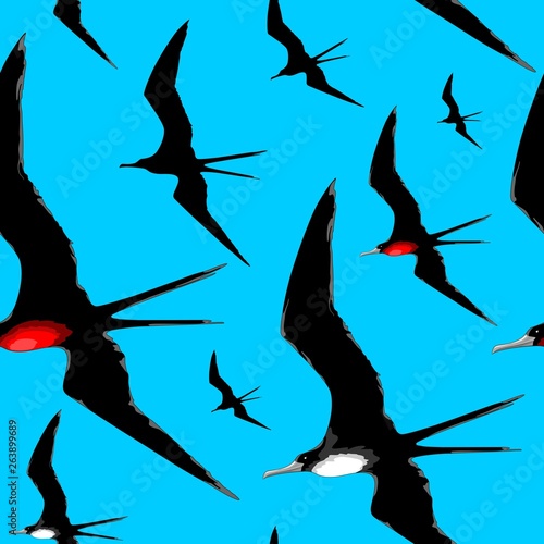 FrigateBirds Majestic Flight Vector Repeat Seamless Textile Pattern Design 