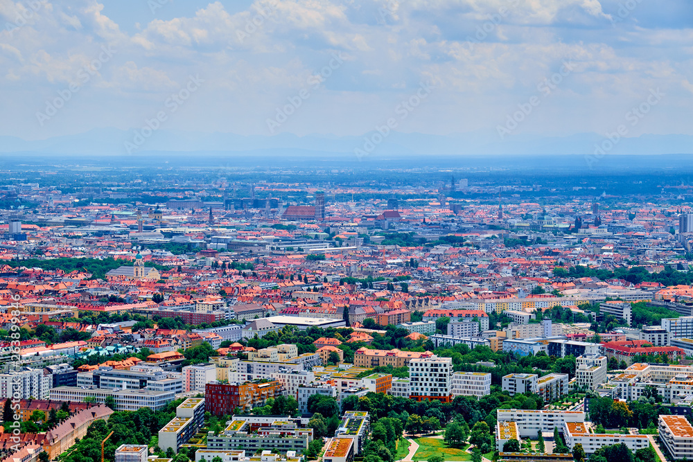 Bird view of the center of Munich