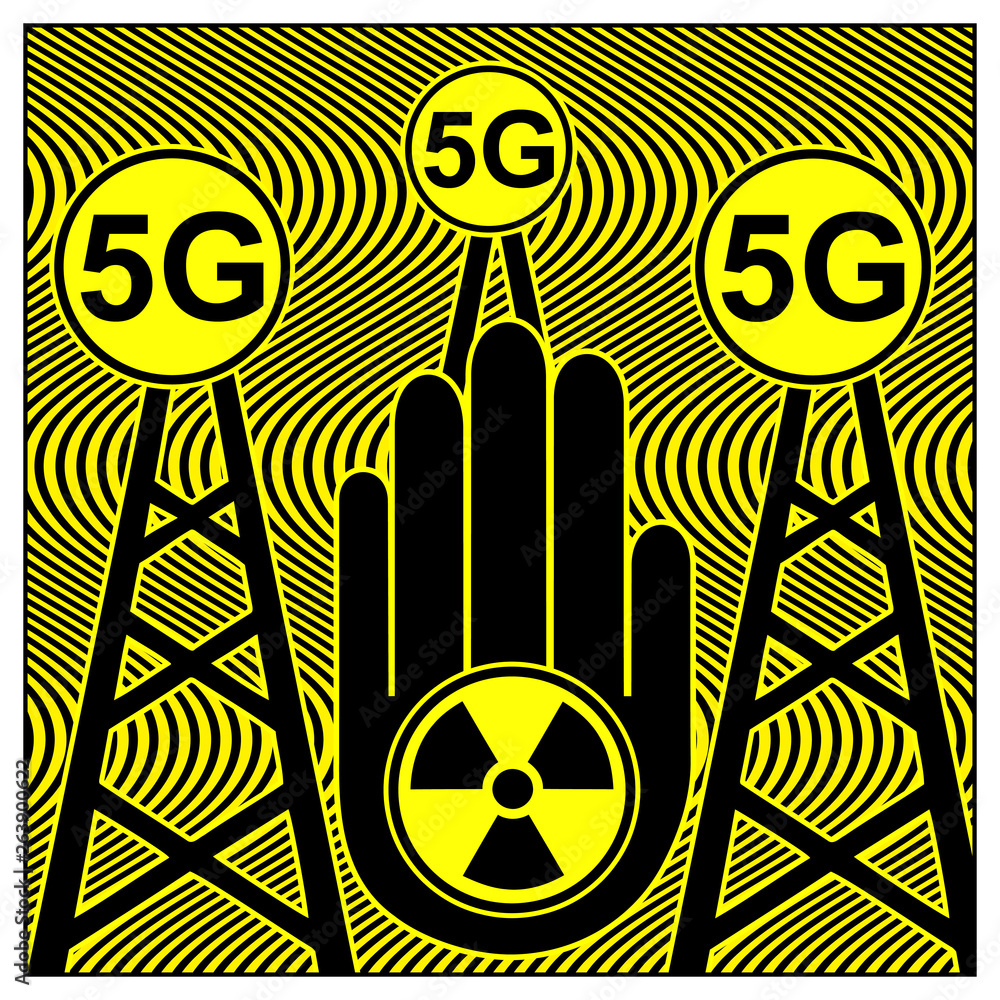 Stop 5G Technology. Warning sign, RF radiation is harmful for humans and  the environment Stock Illustration | Adobe Stock