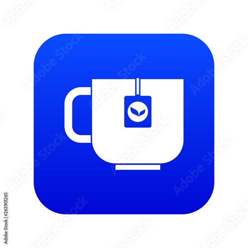 Cup of tea icon digital blue for any design isolated on white vector illustration