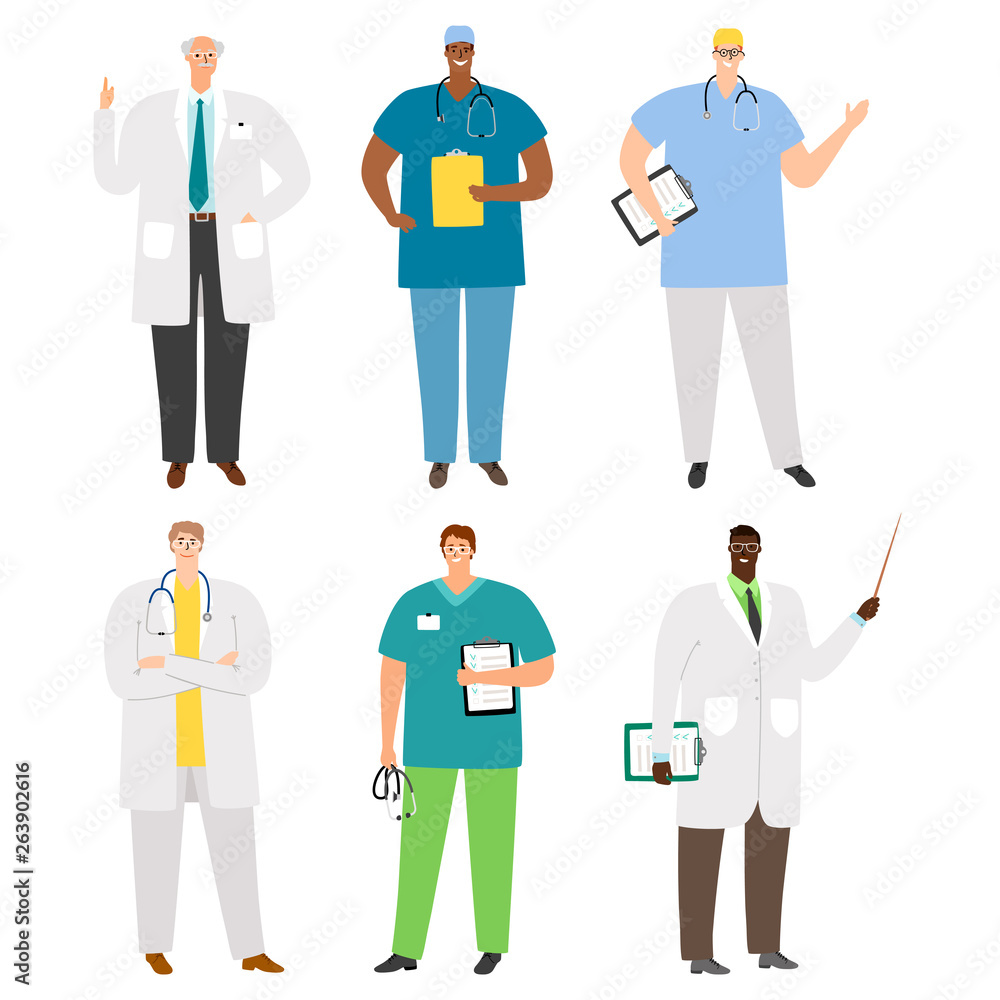 International doctors and staff vector of set. Professional international doctor in uniform illustration International doctors and staff vector of set. Professional international doctor in uniform illustration