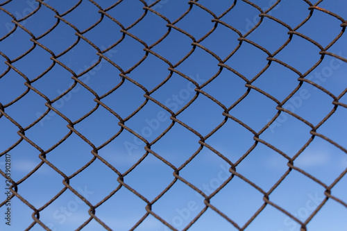 Protective mesh on a blue background