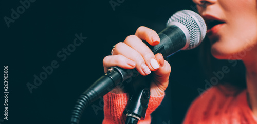 Obraz na płótnie Singer at microphone