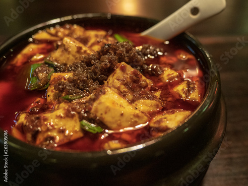 The authentic Sichuan cuisine Mapo doufu in Sichuan China.