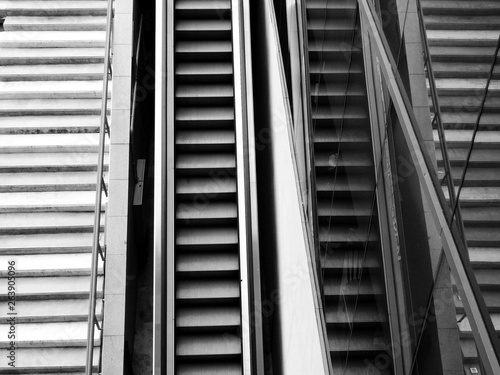 street escalator black and white style