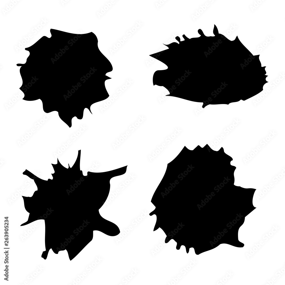 Black ink spot, splatter, the texture of paint spot. Dirty artistic design element, box, frame or background for text, poster for your design. Hand drawing illustration. Black ink spot, splatter, the texture of paint spot. Dirty artistic design element, box, frame or background for text, poster for your design. Hand drawing illustration.
