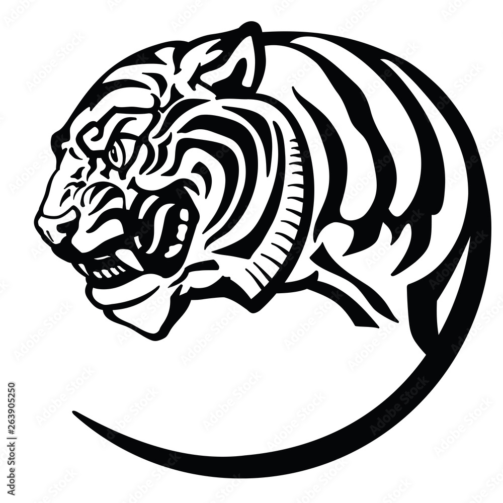 tiger head. Logo icon emblem badge tattoo .Black and white Isolated vector illustration tiger head. Logo icon emblem badge tattoo .Black and white Isolated vector illustration