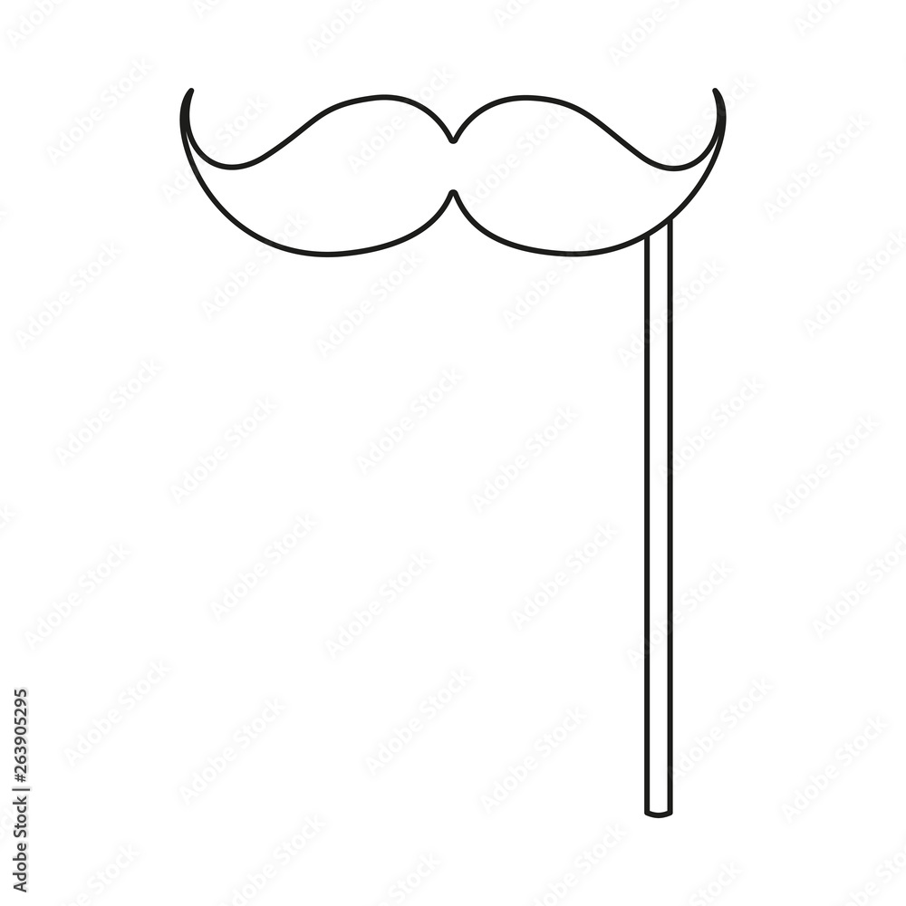 Line art black and white party moustache Line art black and white party moustache
