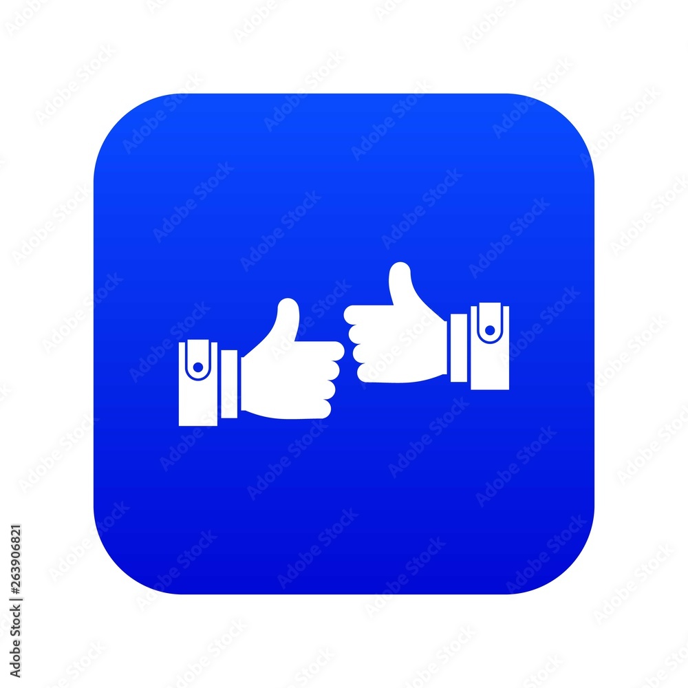 Male hands showing Ok sign icon digital blue for any design isolated on white vector illustration Male hands showing Ok sign icon digital blue for any design isolated on white vector illustration