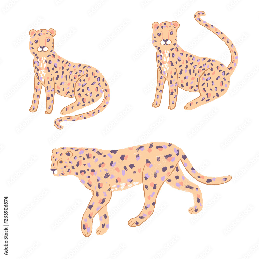 Fototapeta premium Exotic tropics. Leopard in the jungle. Paradise, tropic plants and trees