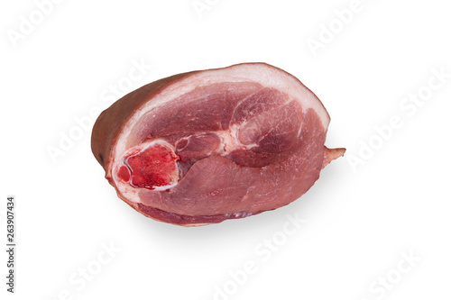 raw pork leg isolated on white background