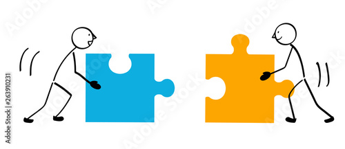 Two people puzzle and connection