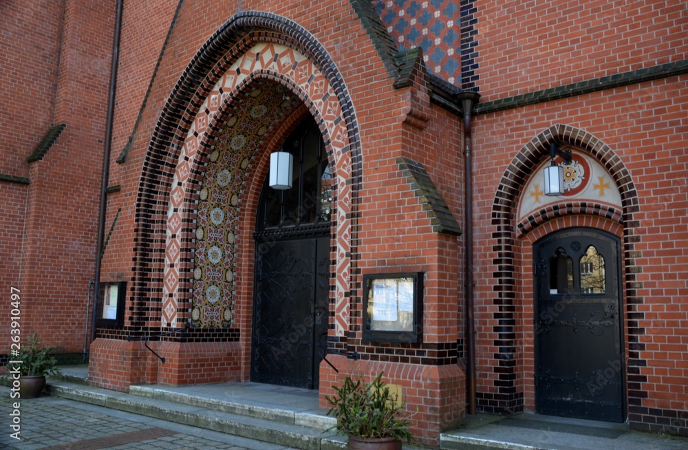 Protestant Auenkirche (Auen Church, built between 1895 and 1897) in Berlin Wilmersdorf on March 25, 2015, Germany