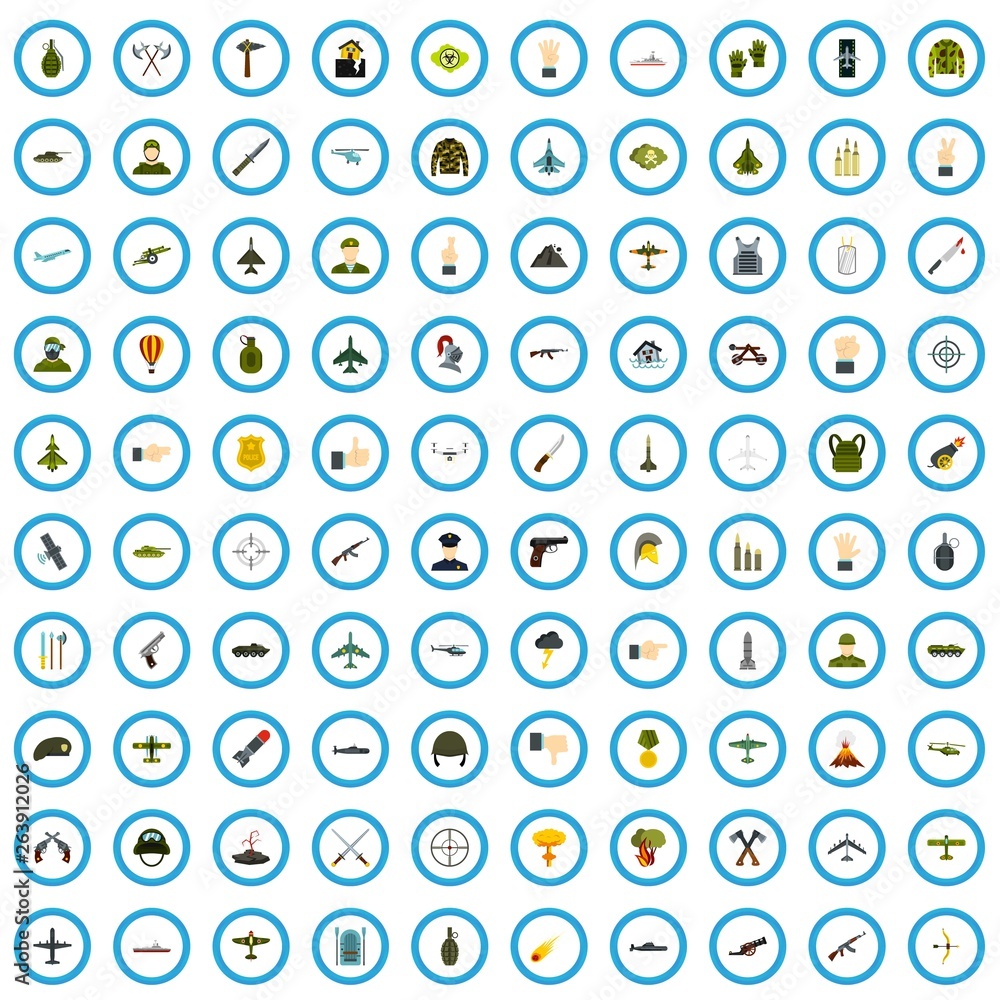 100 troops icons set in flat style for any design vector illustration 100 troops icons set in flat style for any design vector illustration