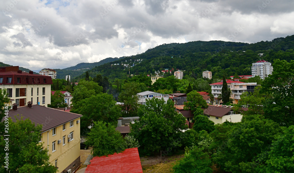 View of the Khostinsky district in the city named Sochi, Russia