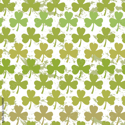 Vector green clover seamless pattern