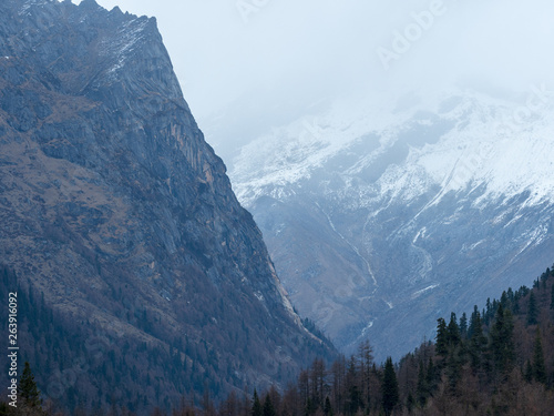 Landscape of Mount Siguniang(Four Girls Mountain, Four Sisters Mountain, Oriental Alps) in Ngawa Tibetan and Qiang Autonomous Prefecture, Sichuan Province, China. photo