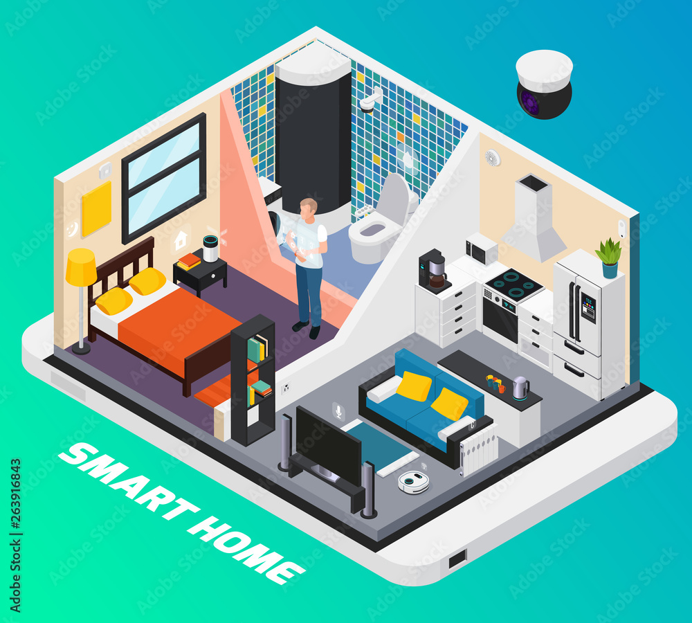 Smart Home Isometric Composition 