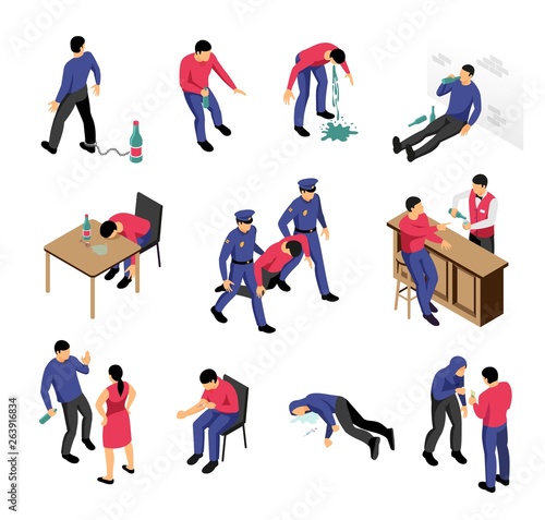 Alcoholism And Narcotics Isometric Set