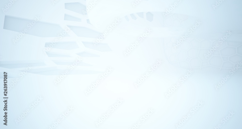 Abstract white parametric interior with window. 3D illustration and rendering. Abstract white parametric interior with window. 3D illustration and rendering.