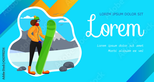 Young Adorable Woman Having Rest with Snowboard
