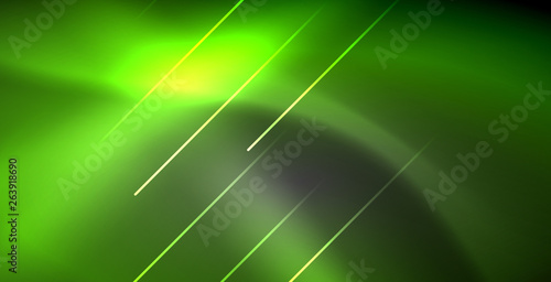 Neon glowing lines, magic energy space light concept, abstract background wallpaper design