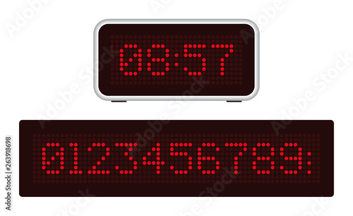 Retro digital clock with red point numbers