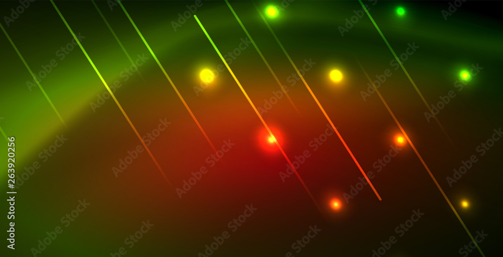 Neon glowing wave, magic energy and light motion background Neon glowing wave, magic energy and light motion background