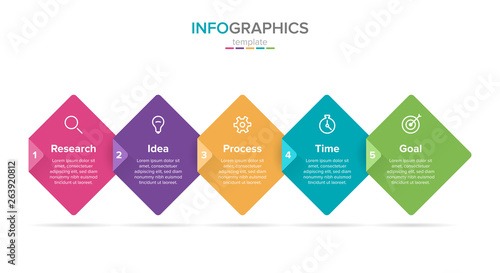 Vector infographic label template with icons. 5 options or steps. Infographics for business concept. Can be used for info graphics, flow charts, presentations, web sites, banners, printed materials.