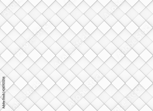 3d rendering. seamless modern white diagonal square grid pattern wall design texture background.