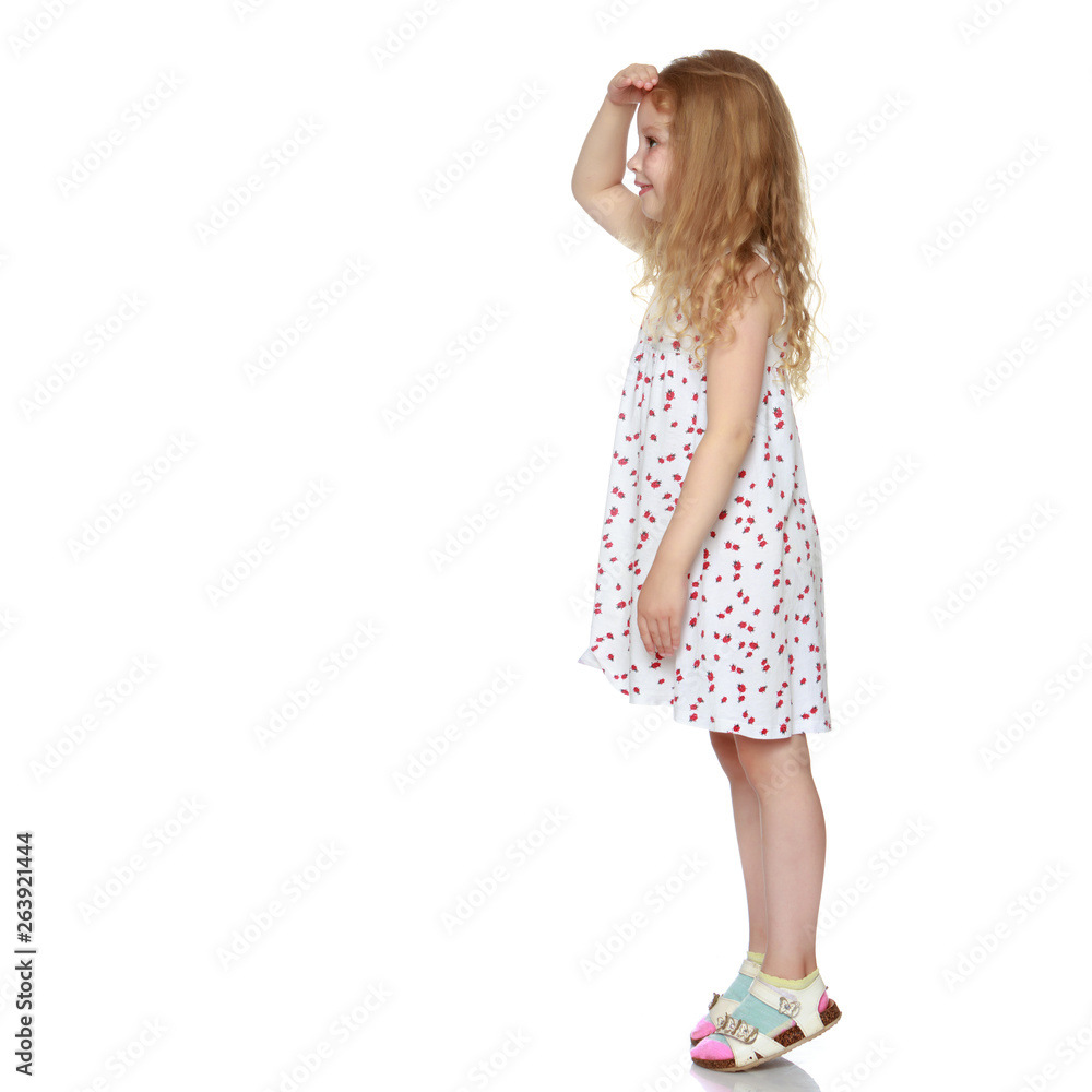 Little girl is showing a finger Little girl is showing a finger