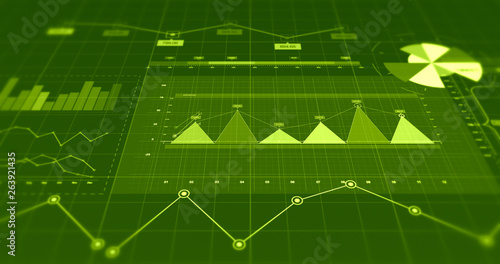 Financial Business Charts And Graphs Infographics. Economy Related 3D Illustration Render