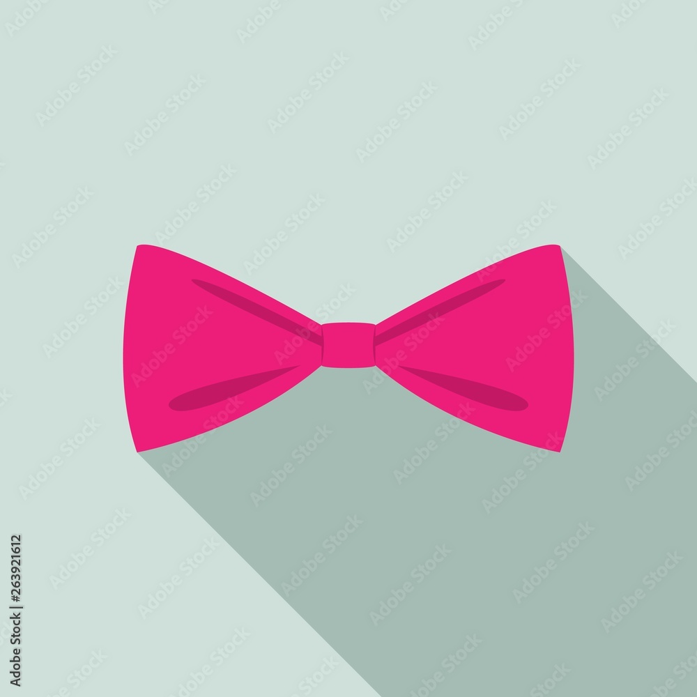Pink bow tie icon. Flat illustration of pink bow tie vector icon for web design