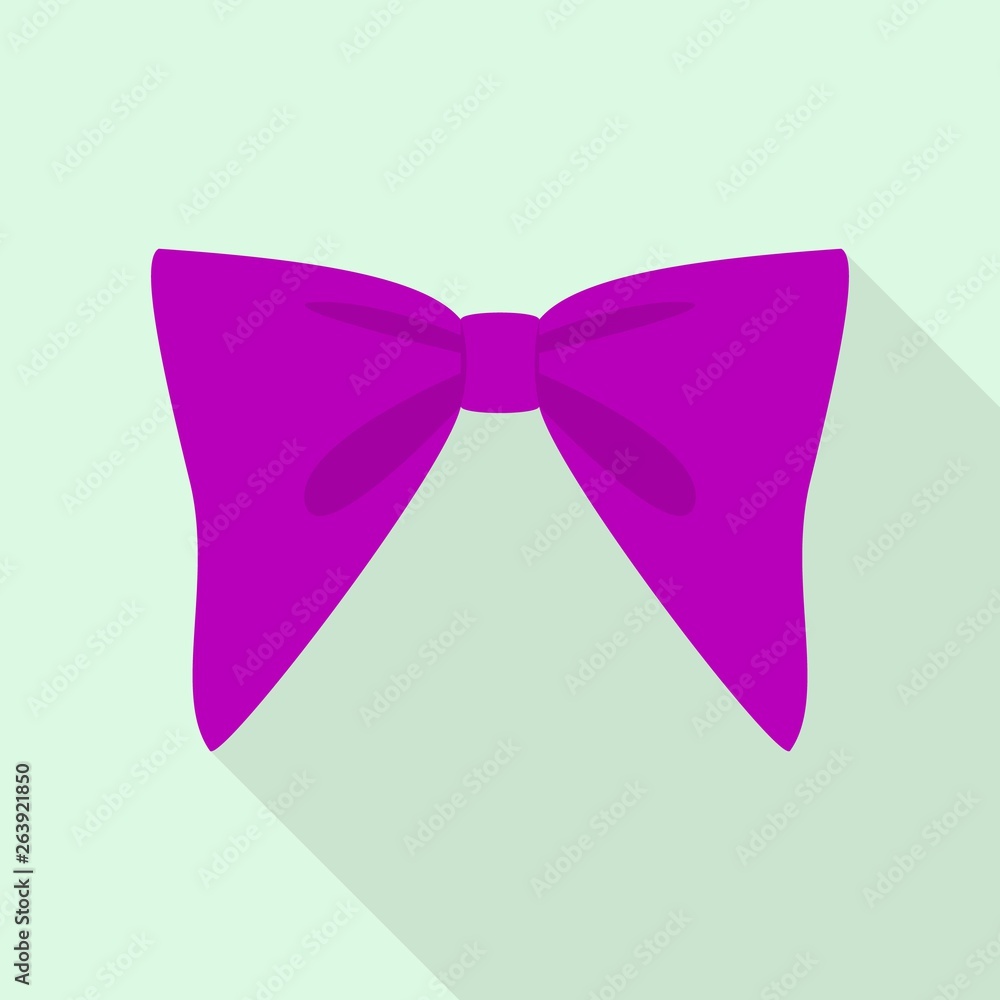 Purple bow icon. Flat illustration of purple bow vector icon for web design