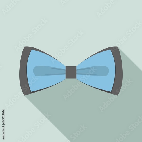 Blue black bow tie icon. Flat illustration of blue black bow tie vector icon for web design