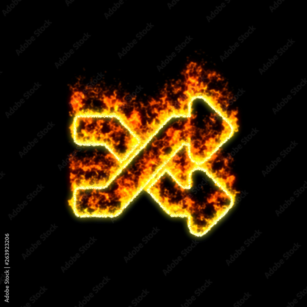 The symbol random burns in red fire The symbol random burns in red fire